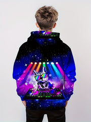 DJ Player Kitten 3D Print Hoodies Kids Street Wear
