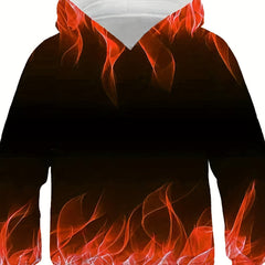 Kids Flame Hoodie Street Wear Pullover 4-14 Yrs