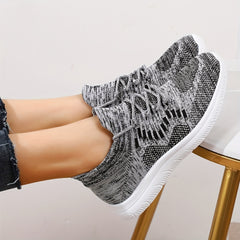 Women's Knitted Sports Shoes Lightweight Lace Up Low Top Running & Tennis Sneake