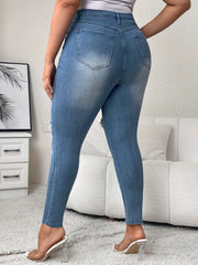 High Waisted Ripped Skinny Denim Pants