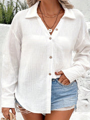 Button Up Long Sleeve Blouse