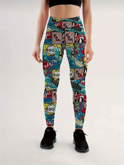 Cartoon Print Yoga Leggings High Waist Slim Fitness Pants