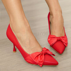 Women's Bowknot Stiletto Heels Pointed Toe Pumps