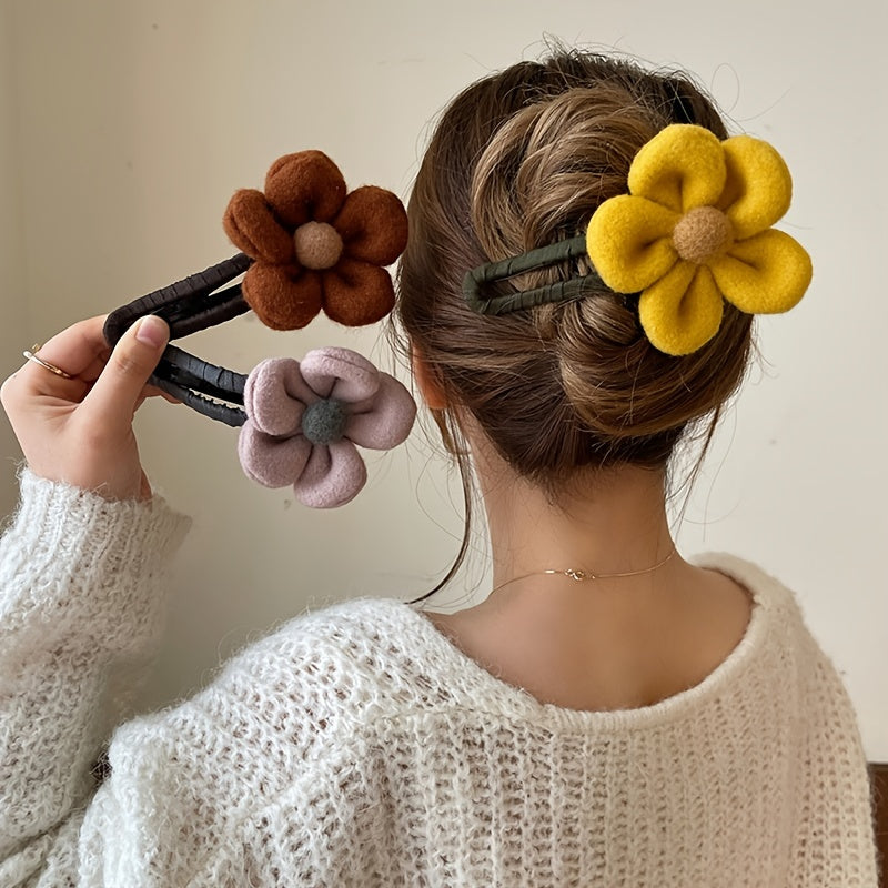 Plush Flowers Hairpin Hairpin Clip For Women Wedding Hair Clip
