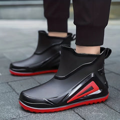 Men's Mid Top Rain Boots Waterproof Outdoor Galoshes