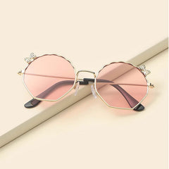 Kids Vintage Bow Shell Shape Sunglasses With Case