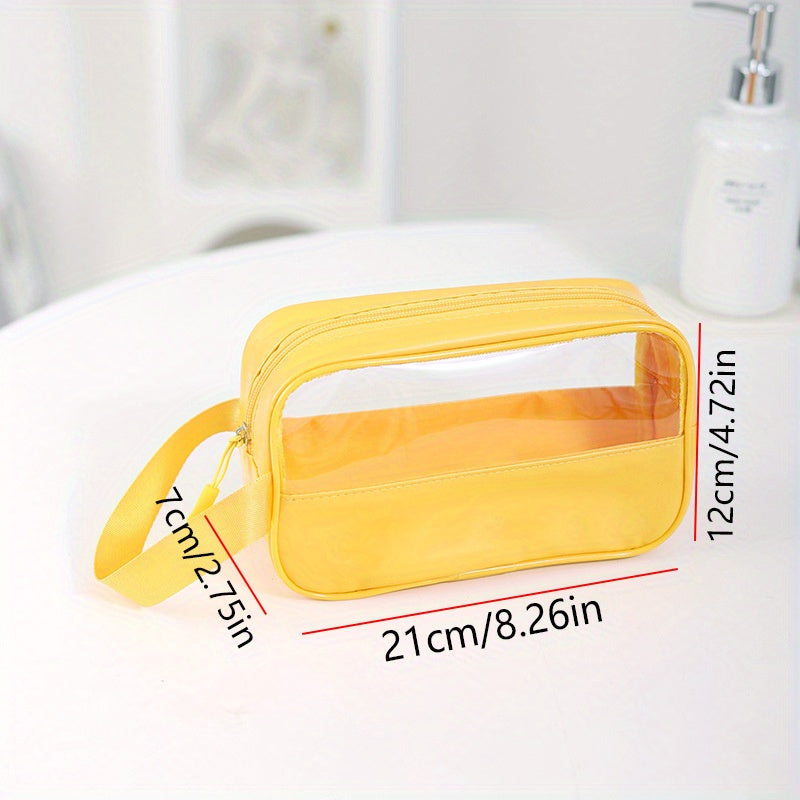 Clear Makeup Bag With Handle PVC Toiletry Organizer Carry Pouch