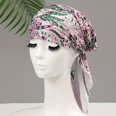 Boho Paisley Print Turban Hat Soft Bandana Headscarf Head Wraps for Women