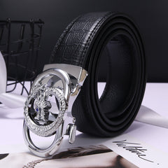 Men's Silver Buckle PU Leather Belt