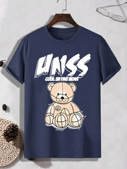 Men's Bear Print Active T-shirt for Outdoor