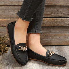 Women's Chain Loafers Rhinestone Slip-on Casual Shoes