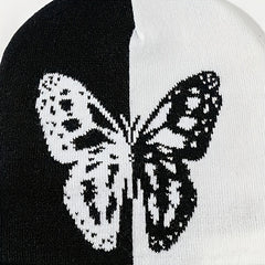Y2K Jacquard Butterfly Beanie Knitted Hat Cap for Warmth