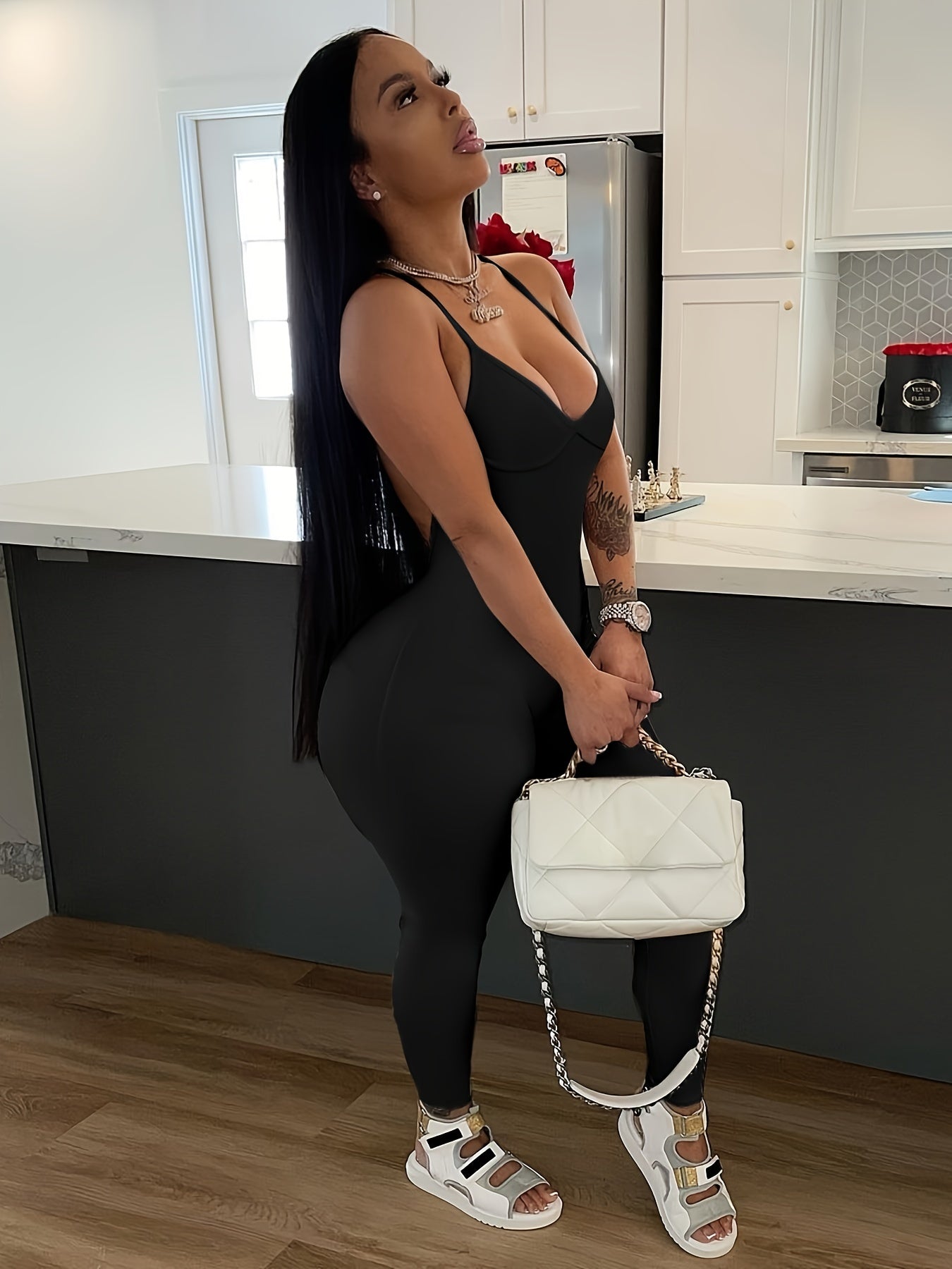 Sexy Backless Slim Cami Jumpsuit V-Neck Sleeveless for Spring & Summer