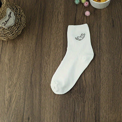 3 Pairs Cartoon Cat Print Socks Comfy & Mid Tube Socks Women's Stockings