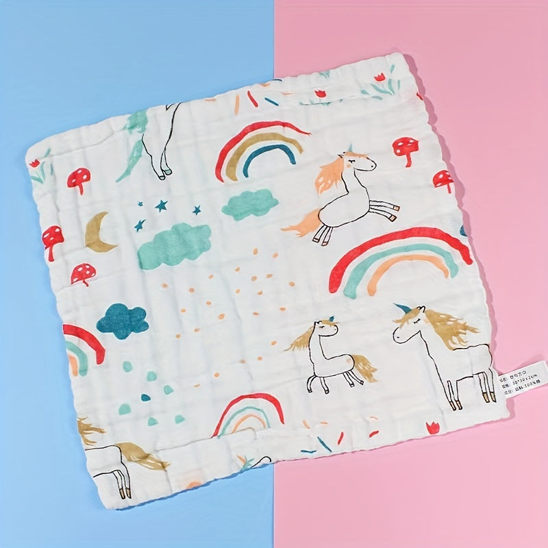 5pcs Kids' Cotton Towels 6-layer High Density Cartoon Face Towels