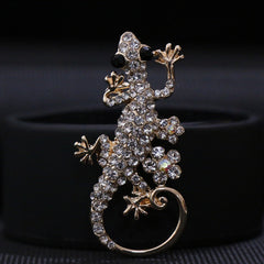 Rhinestone Lizard Brooch w/ Tassel Inlaid Faux Gemstone Accessory Sparkles