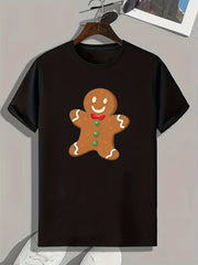 Christmas Gingerbread Man Print Men's Graphic T shirt