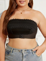 Striped Lace Front Closure Bandeau Bra
