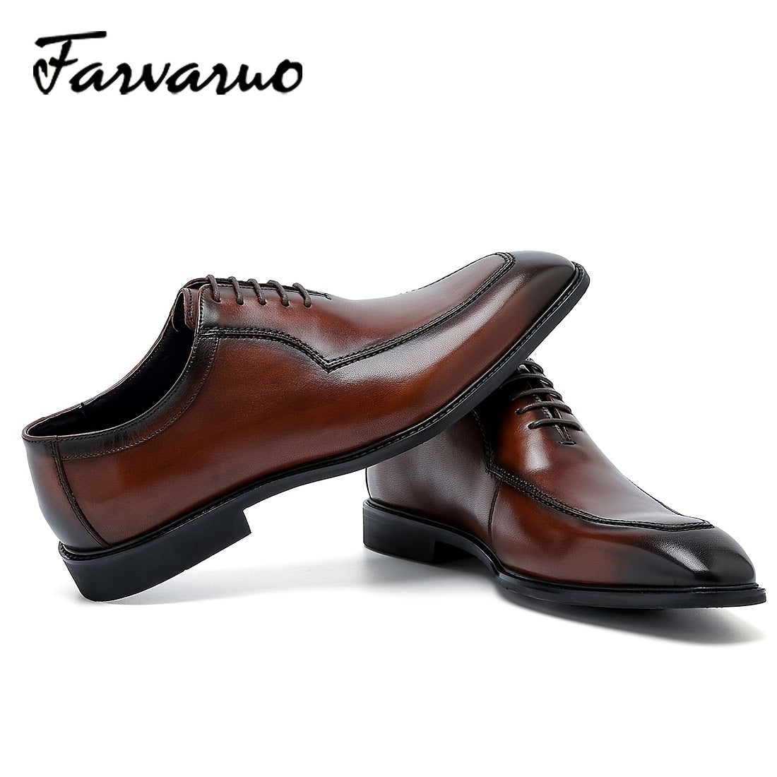 FARWARWO Men's Pointed Toe Leather Oxford Dress Shoes