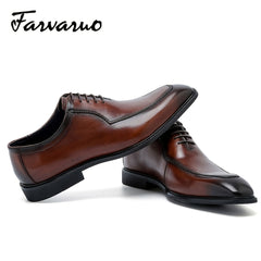 FARWARWO Men's Pointed Toe Leather Oxford Dress Shoes