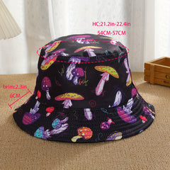 Men's Reversible Mushroom Eyes Print Bucket Hat