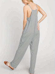 Solid Lounge Jumpsuit With Pockets - Women's Loungewear