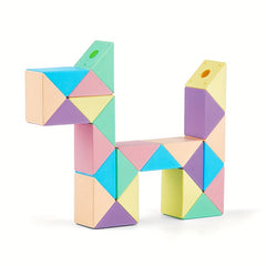 Colorful Snake Cube Puzzle Toy 72 Wedges ABS Plastic Fun Educational Gift