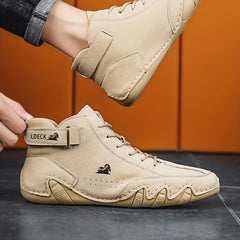 Women's Retro Ankle Boots Lace Up Mid Top Sneakers Waterproof Flat Boots