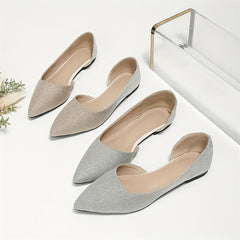 Glitter Ballet Flats Pointed Toe Slip On Shoes Wedding Evening Flat Shoes