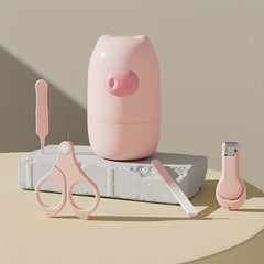 4pcs Personalized Nail Clippers Set Custom Name Pink & Green Nail Care Kit