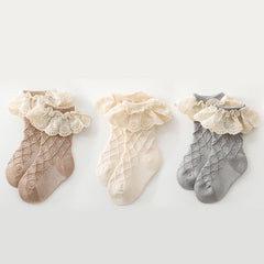 Princess Socks Lace Brim Knit Soft Comfortable Crew Socks
