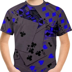 3D Print Number Cards Boy's T-shirt Kids Short Sleeve Summer Tee