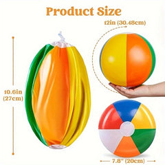 3pc Large 10" Inflatable Beach Balls Heavy Duty Pool Toys Classic Rainbow C