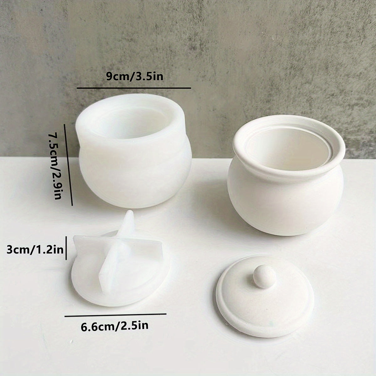 Round Candle Jar Silicone Mold with Lid DIY Home Decoration
