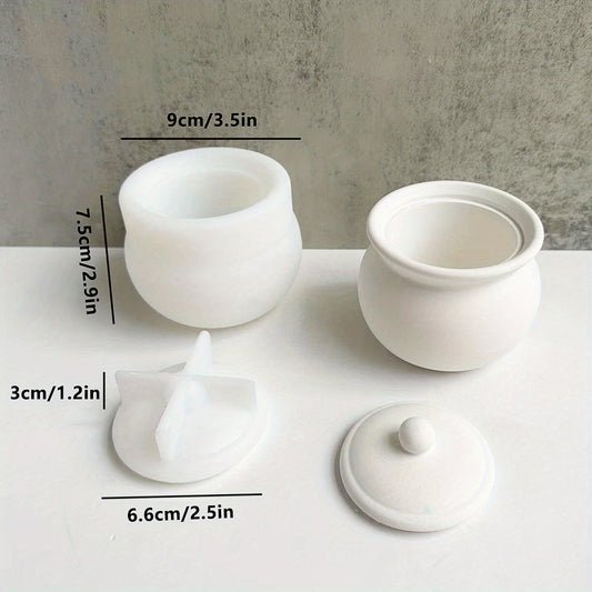Round Candle Jar Silicone Mold with Lid DIY Home Decoration