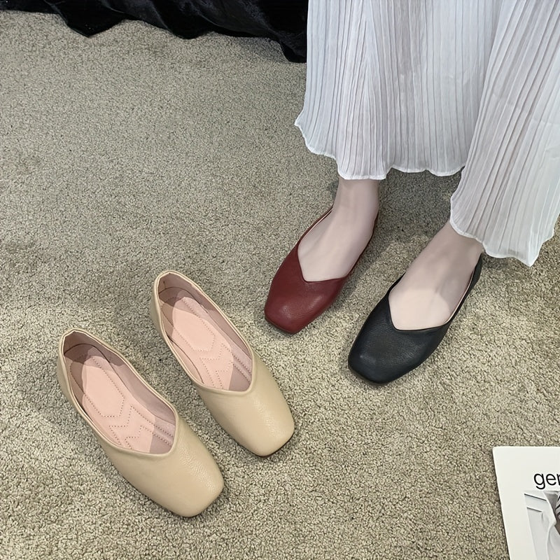 Women's Ballet Flat Shoes Square Toe Non Slip Loafers