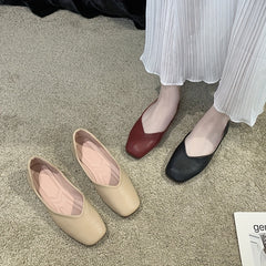 Women's Ballet Flat Shoes Square Toe Non Slip Loafers