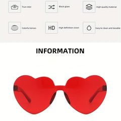 Heart Shape Sunglasses Lovely Candy Frameless Glasses For Party Stage