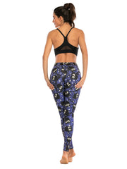 Cartoon Owl Print High Waist Leggings Skinny Stretchy Long Length