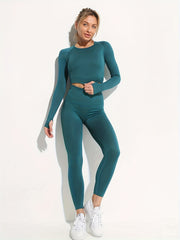 Yoga Set Crop Top & High Waist Leggings Women's Activewear