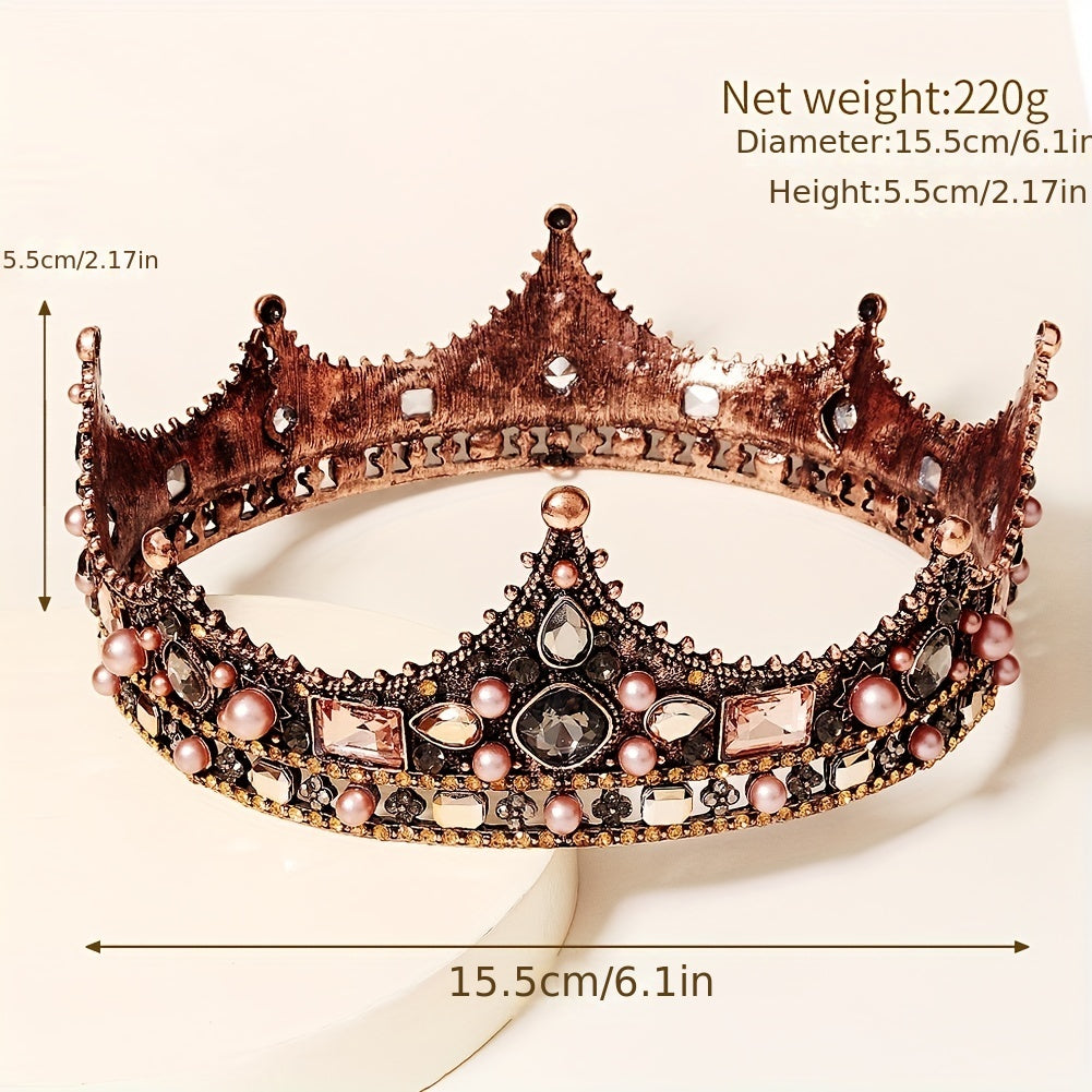 Baroque Style Tiara Crown Faux Pearl Headband Bridal Hair Jewelry