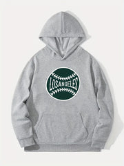 Los Angeles Baseball Print Hoodie for Men