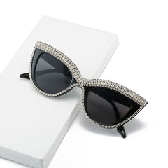 Boho Cat Eye Sunglasses with Rhinestones for Women