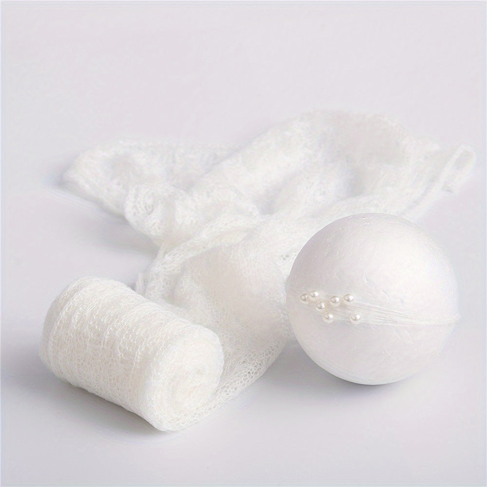 2Pcs Baby Photography Set: Soft Knit Wrap Towel & Headwear