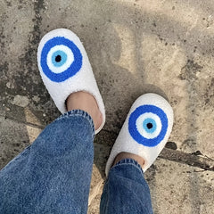 Women's Plush Eye Slippers Fluffy Warm & Cozy Slip On Shoes