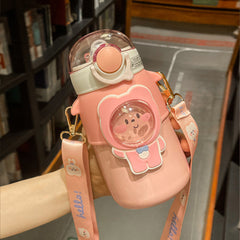 Insulated Bear Water Bottle with Straw for Men and Women on the Go