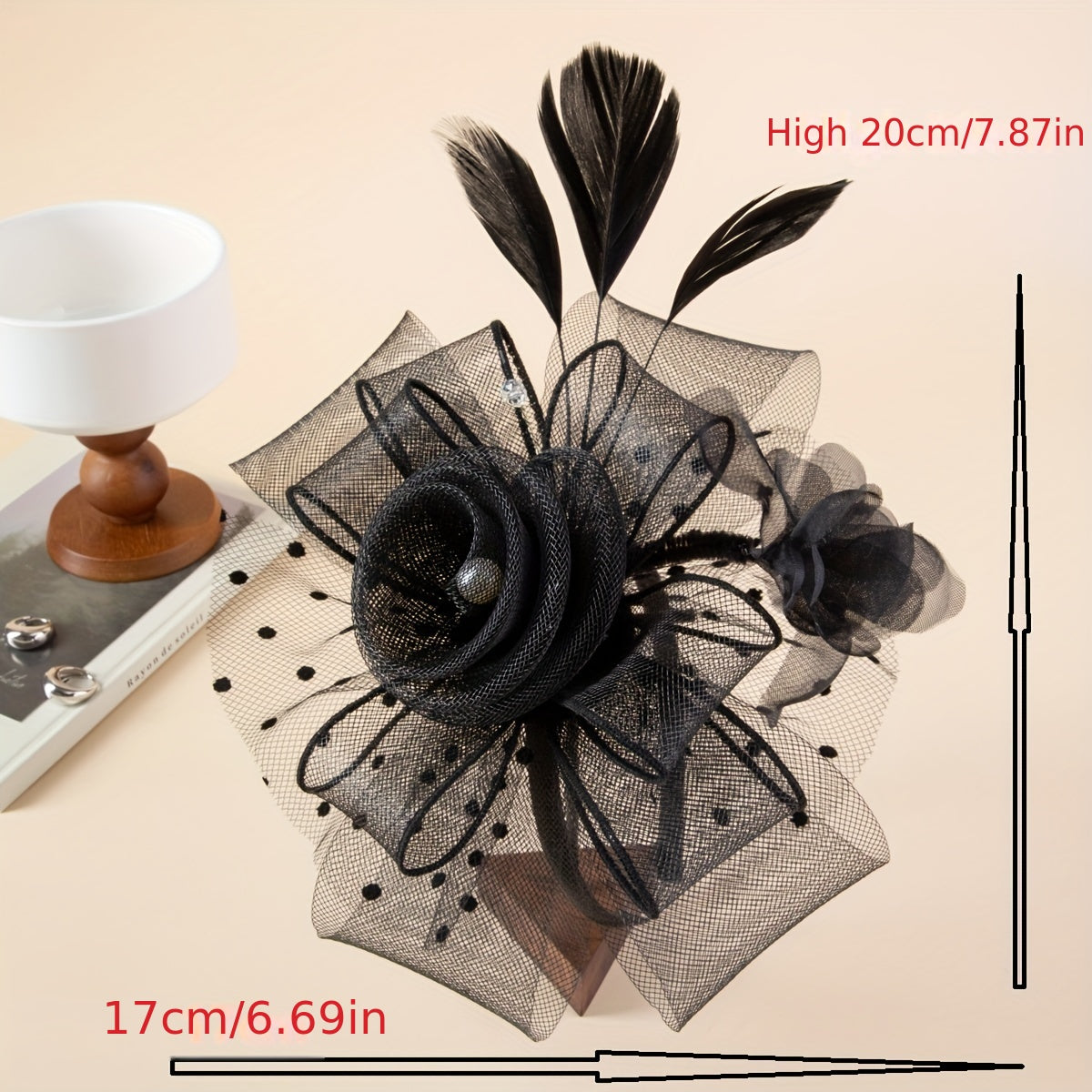 Vintage Mesh Flower Feather Headband Hair Accessory