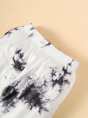 2pcs Baby Boys Casual Mama's Boy Hoodie & Tie Dye Sweatpants Set
