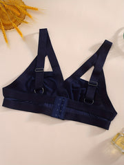 Colorblock Cut Out Slight Stretch Buckle Bra