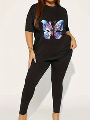 Juneteenth Graphic Tee & Leggings Set Plus Size Two Piece Outfit